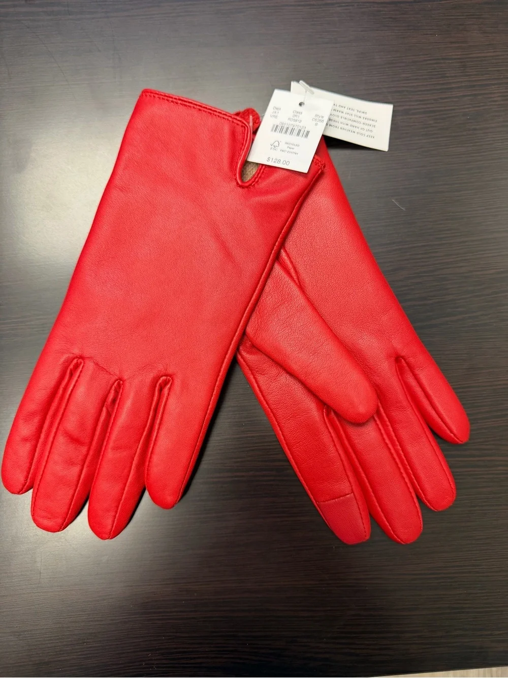 J. Crew Bright Red Leather Gloves